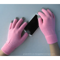 10g poliéster revestimiento de cinco dedo rosa pantalla táctil de moda guante-T5108